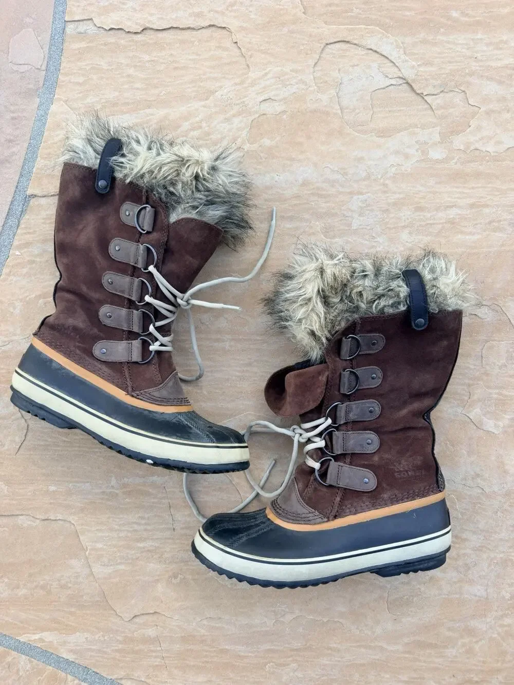 Sorel Women’s Boot Joan Of Arctic Waterproof Faux Fur Brown Boots Size 10